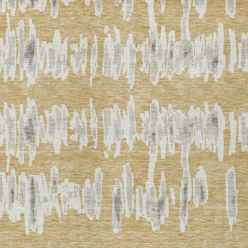 Gold Gray And Ivory Striped Washable Indoor Outdoor Area Rug Photo 7
