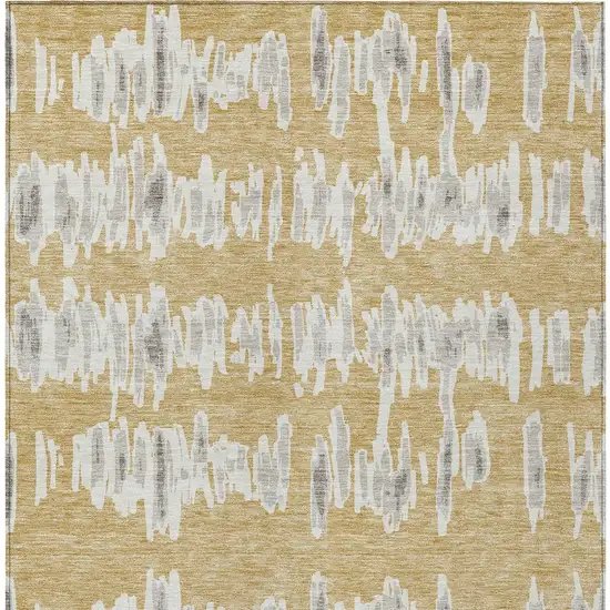 Gold Gray And Ivory Striped Washable Indoor Outdoor Area Rug Photo 8