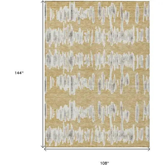 Gold Gray And Ivory Striped Washable Indoor Outdoor Area Rug Photo 3