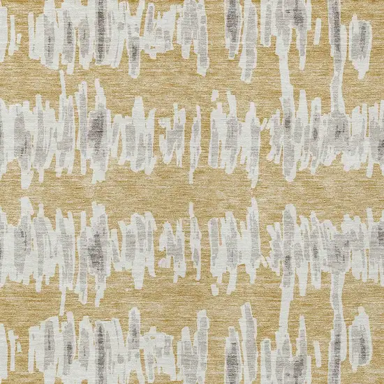 Gold Gray And Ivory Striped Washable Indoor Outdoor Area Rug Photo 7