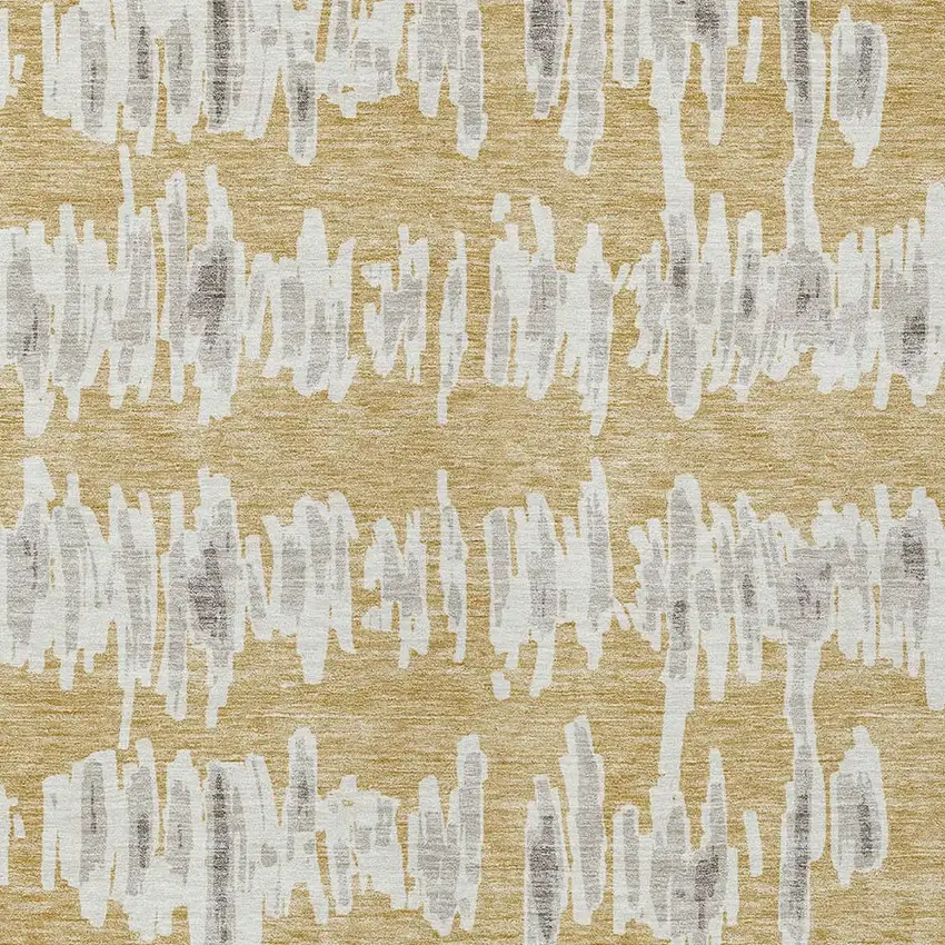 Gold Gray And Ivory Striped Washable Indoor Outdoor Area Rug Photo 7