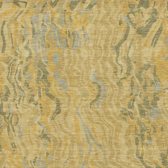 Gold Gray And Olive Green Abstract Washable Area Rug With UV Protection Photo 2