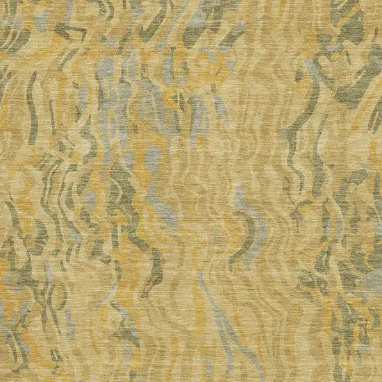 Gold Gray And Olive Green Abstract Washable Area Rug With UV Protection Photo 2