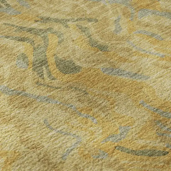 Gold Gray And Olive Green Abstract Washable Area Rug With UV Protection Photo 8