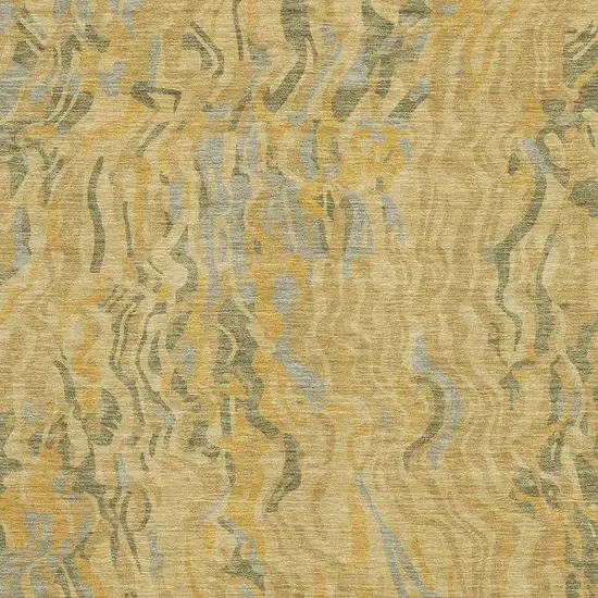 Gold Gray And Olive Green Abstract Washable Area Rug With UV Protection Photo 2