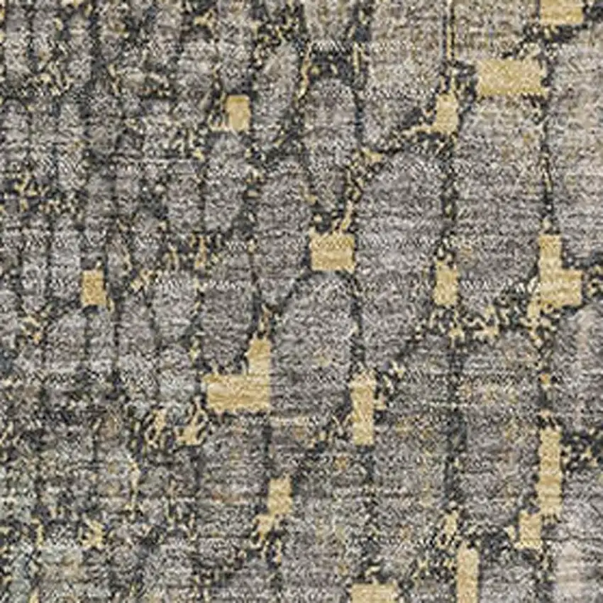 Gold Gray And Silver Abstract Geometric Washable Area Rug With UV Protection Photo 2