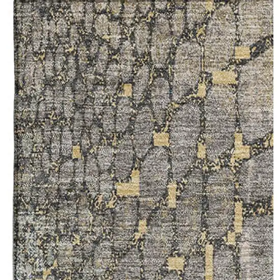 Gold Gray And Silver Abstract Geometric Washable Area Rug With UV Protection Photo 2