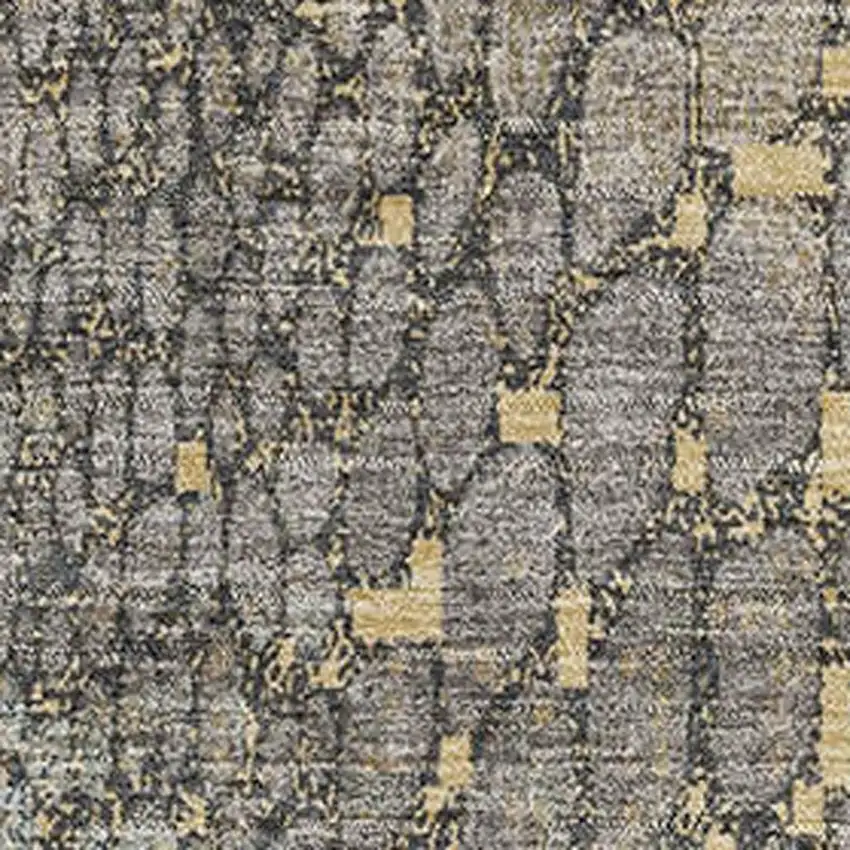 Gold Gray And Silver Abstract Geometric Washable Area Rug With UV Protection Photo 2