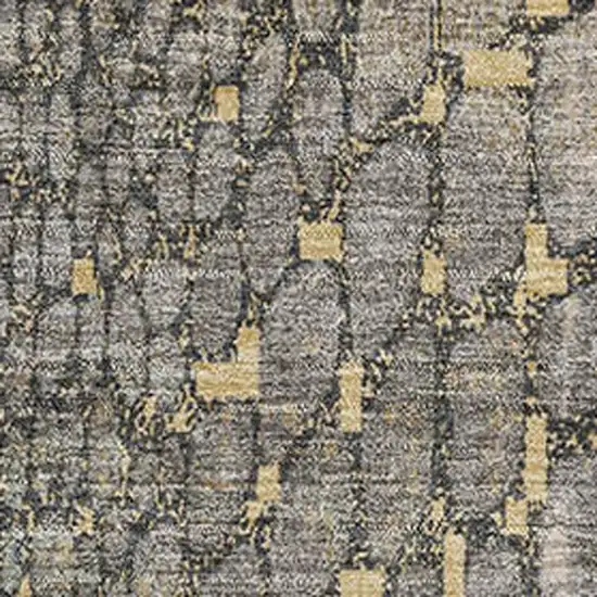 Gold Gray And Silver Abstract Geometric Washable Area Rug With UV Protection Photo 2