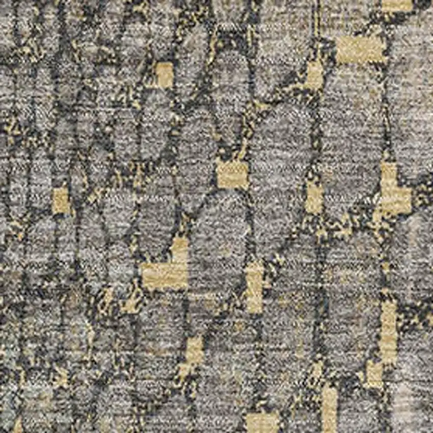 Gold Gray And Silver Abstract Geometric Washable Area Rug With UV Protection Photo 2
