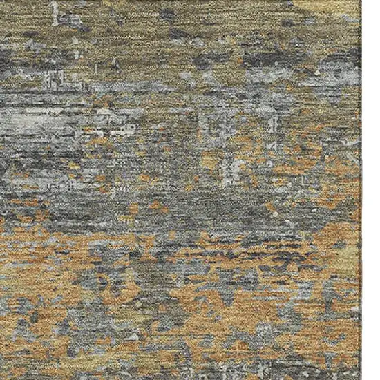 Gold Gray And Silver Abstract Washable Area Rug With UV Protection Photo 3