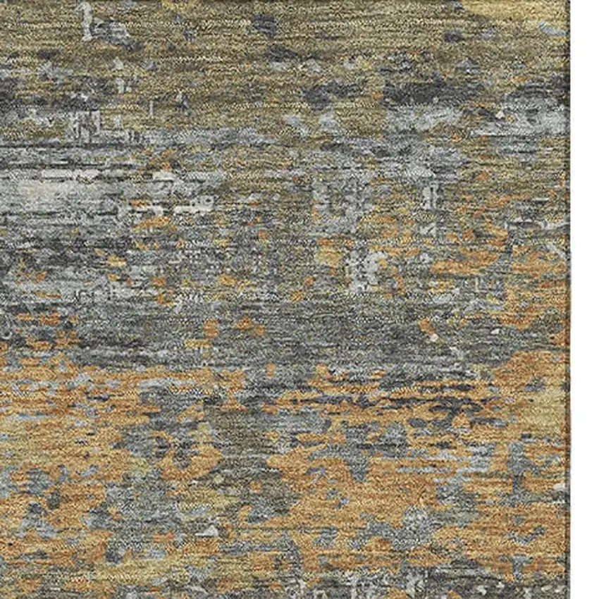 Gold Gray And Silver Abstract Washable Area Rug With UV Protection Photo 3