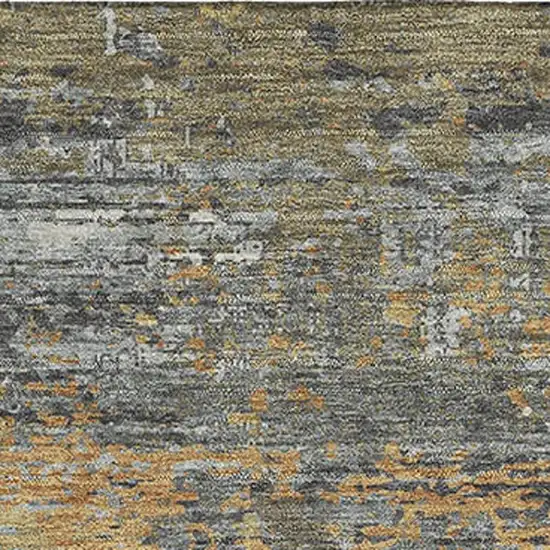 Gold Gray And Silver Abstract Washable Area Rug With UV Protection Photo 2