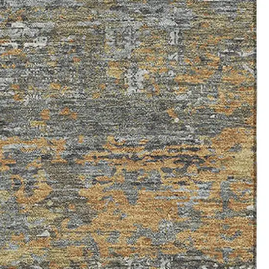 Gold Gray And Silver Abstract Washable Area Rug With UV Protection Photo 2