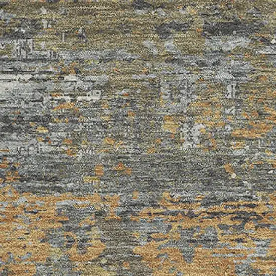 Gold Gray And Silver Abstract Washable Area Rug With UV Protection Photo 2