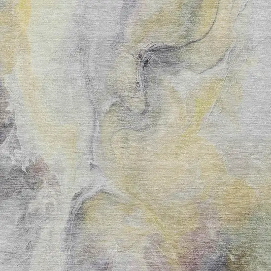 Gold Gray And Silver Abstract Washable Area Rug With UV Protection Photo 2