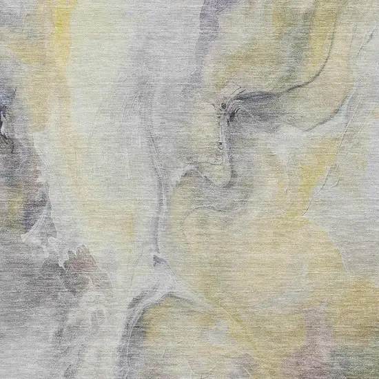 Gold Gray And Silver Abstract Washable Area Rug With UV Protection Photo 2