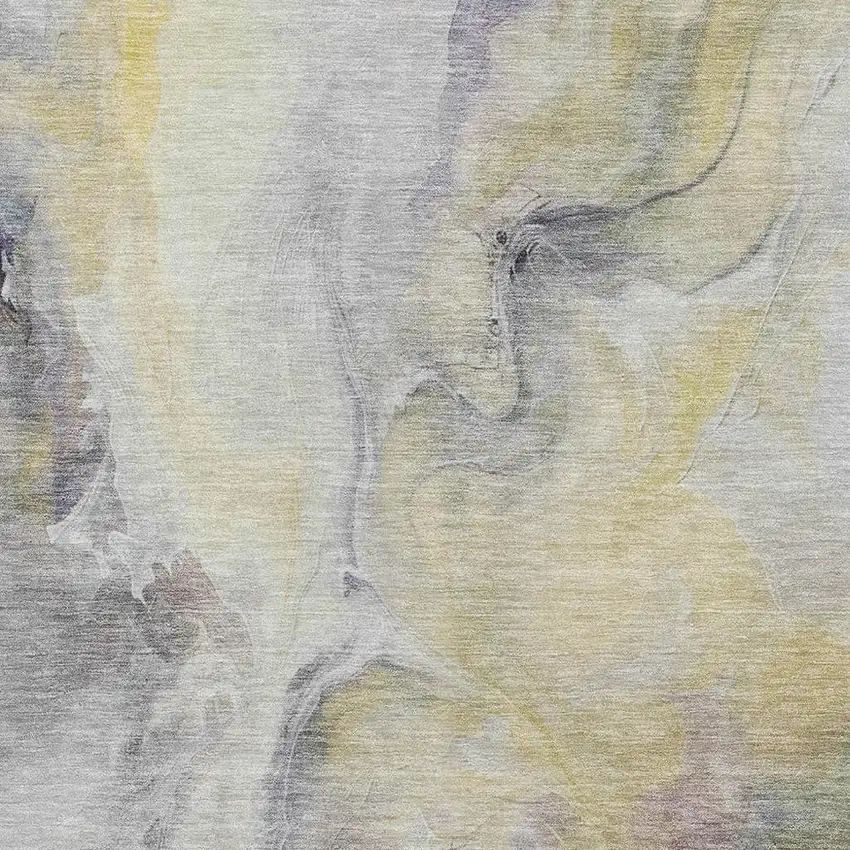 Gold Gray And Silver Abstract Washable Area Rug With UV Protection Photo 2