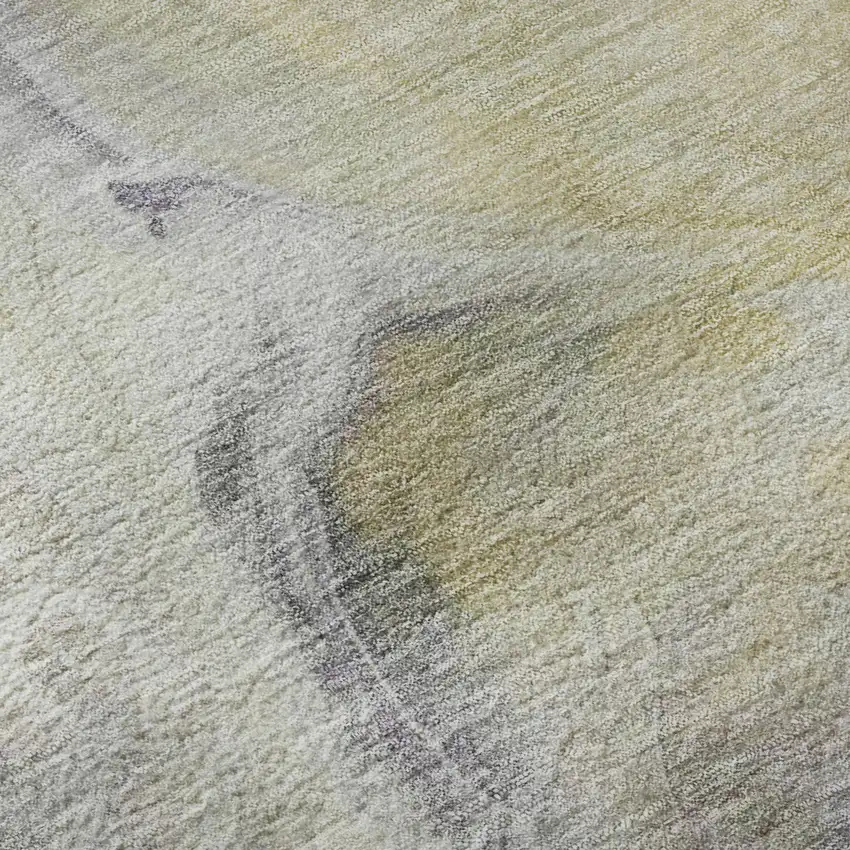 Gold Gray And Silver Abstract Washable Area Rug With UV Protection Photo 9