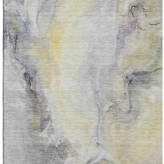 Gold Gray And Silver Abstract Washable Area Rug With UV Protection Photo 2