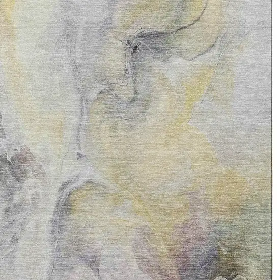 Gold Gray And Silver Abstract Washable Area Rug With UV Protection Photo 2