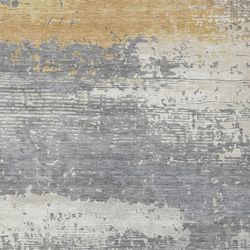 Gold Gray And Silver Abstract Washable Indoor Outdoor Area Rug Photo 7