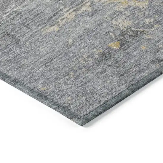 Gold Gray And Silver Abstract Washable Indoor Outdoor Area Rug Photo 6