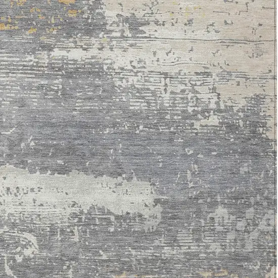 Gold Gray And Silver Abstract Washable Indoor Outdoor Area Rug Photo 6