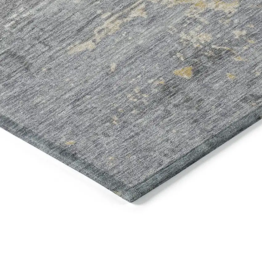 Gold Gray And Silver Abstract Washable Indoor Outdoor Area Rug Photo 9
