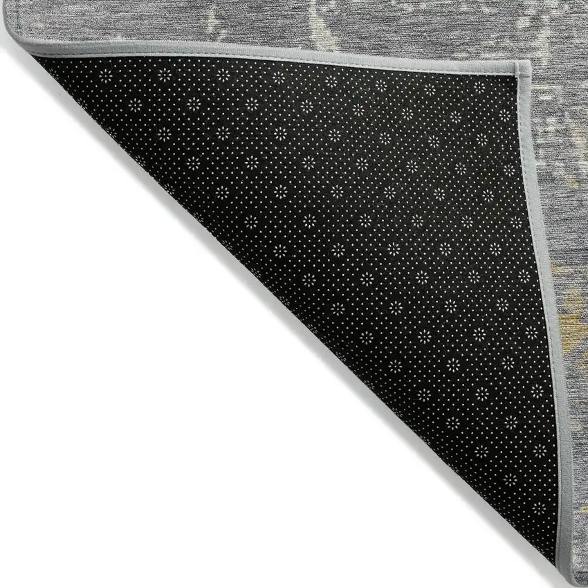 Gold Gray And Silver Abstract Washable Indoor Outdoor Area Rug Photo 7