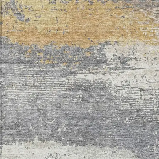 Gold Gray And Silver Abstract Washable Indoor Outdoor Area Rug Photo 3