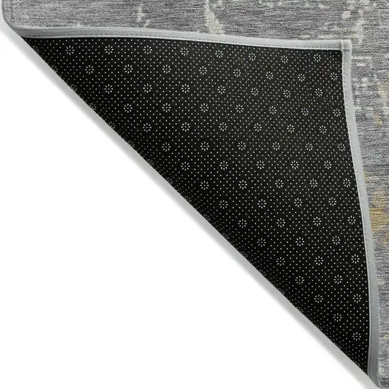 Gold Gray And Silver Abstract Washable Indoor Outdoor Area Rug Photo 6