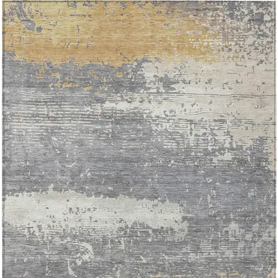 Gold Gray And Silver Abstract Washable Indoor Outdoor Area Rug Photo 9