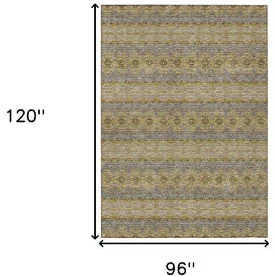 Gold Gray And Silver Floral Medallion Washable Indoor Outdoor Area Rug Photo 3