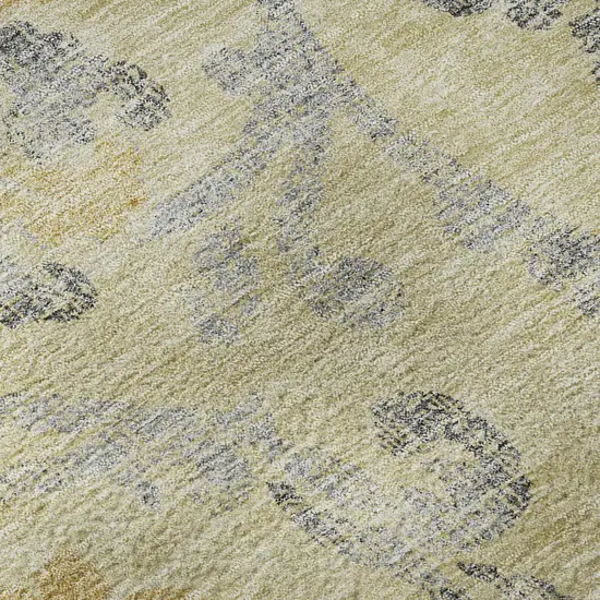 Gold Gray And Silver Floral Washable Area Rug With UV Protection Photo 9