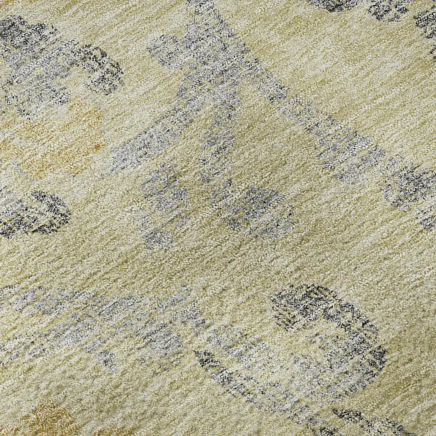 Gold Gray And Silver Floral Washable Area Rug With UV Protection Photo 9