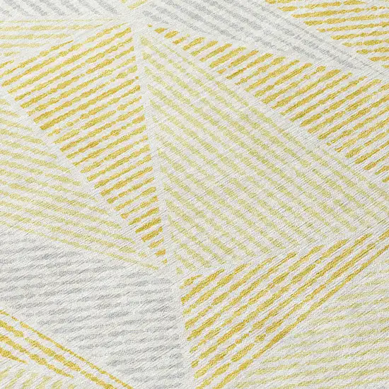 Gold Gray And Wheat Geometric Washable Indoor Outdoor Area Rug Photo 5