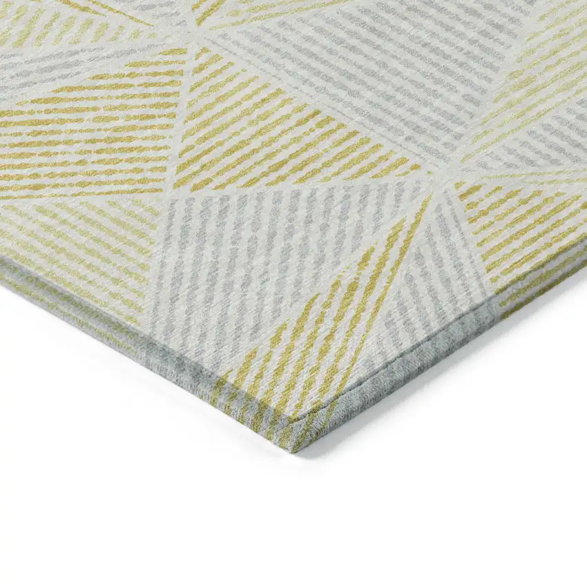 Gold Gray And Wheat Geometric Washable Indoor Outdoor Area Rug Photo 4