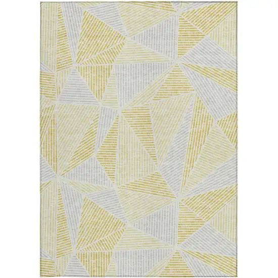 Gold Gray And Wheat Geometric Washable Indoor Outdoor Area Rug Photo 6
