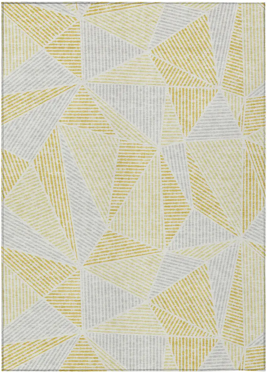 Gold Gray And Wheat Geometric Washable Indoor Outdoor Area Rug Photo 2