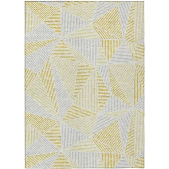 Gold Gray And Wheat Geometric Washable Indoor Outdoor Area Rug Photo 2