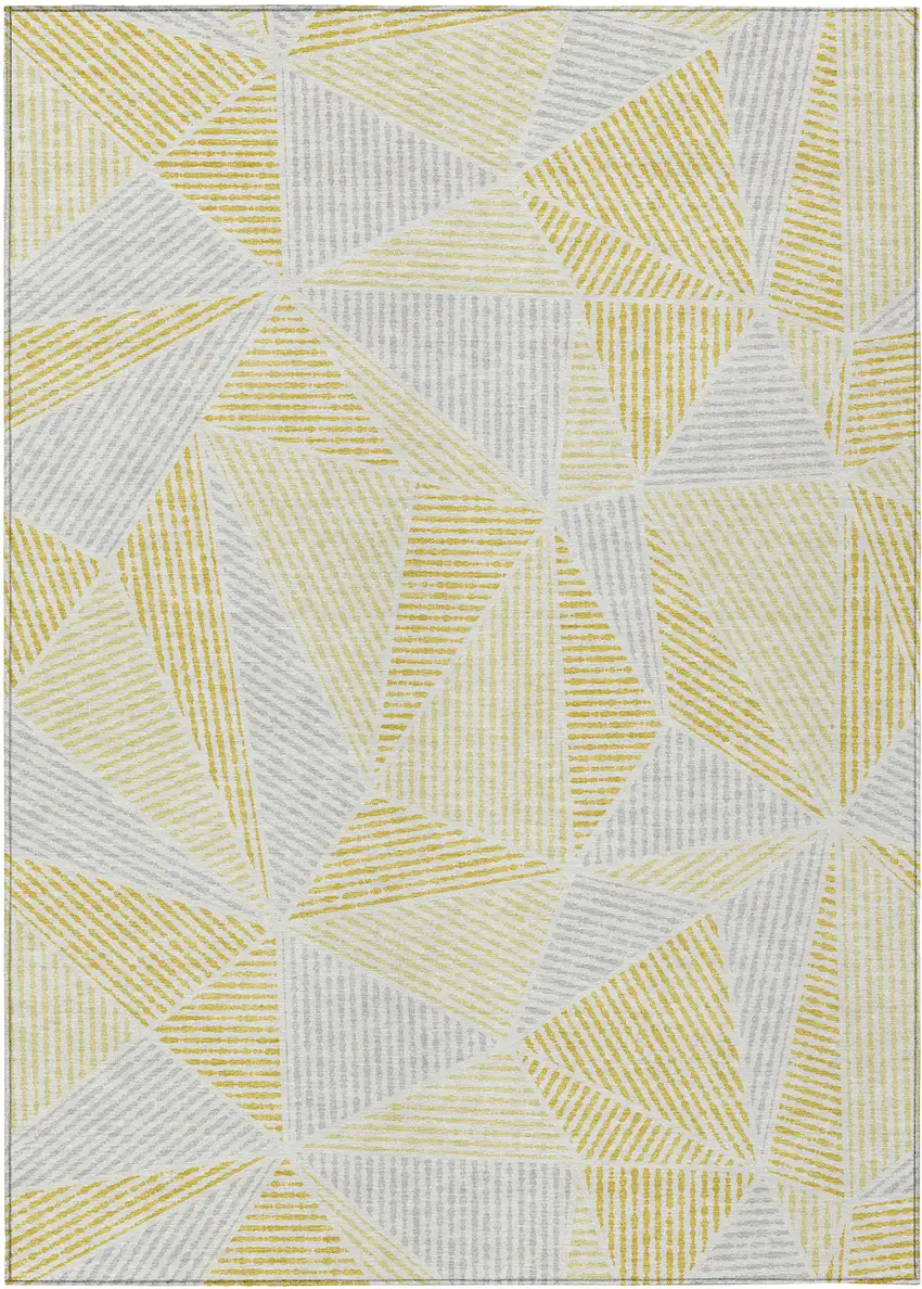 Gold Gray And Wheat Geometric Washable Indoor Outdoor Area Rug Photo 2