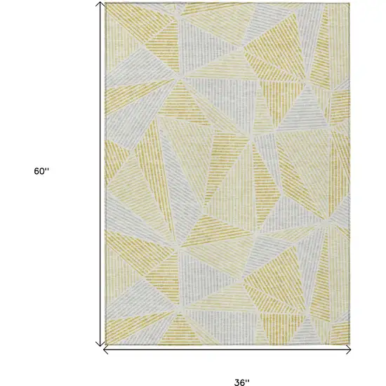 Gold Gray And Wheat Geometric Washable Indoor Outdoor Area Rug Photo 3