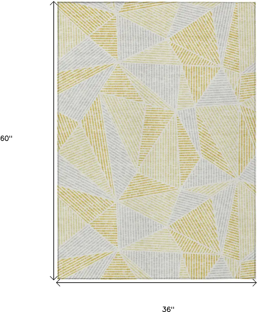 Gold Gray And Wheat Geometric Washable Indoor Outdoor Area Rug Photo 3
