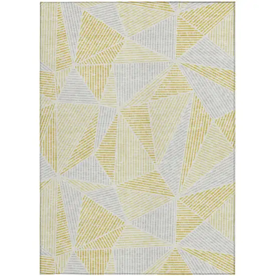 Gold Gray And Wheat Geometric Washable Indoor Outdoor Area Rug Photo 6