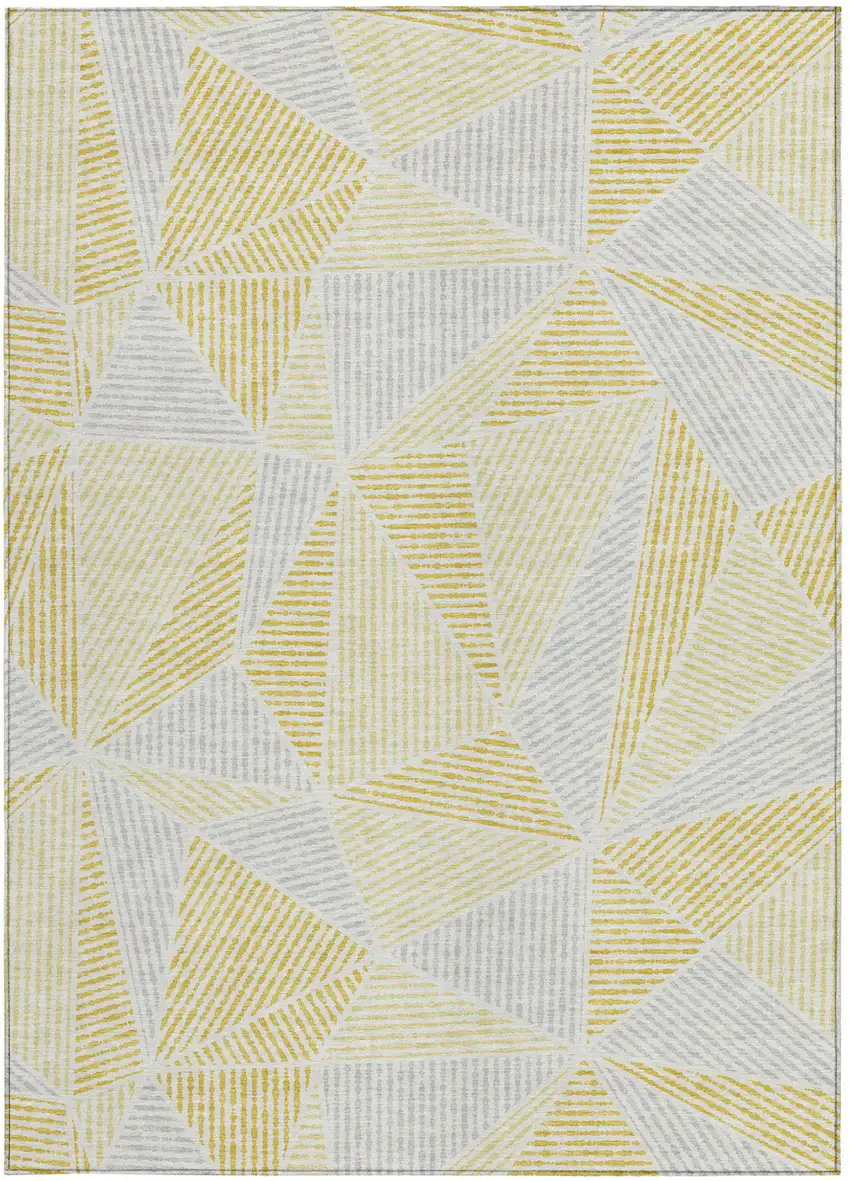 Gold Gray And Wheat Geometric Washable Indoor Outdoor Area Rug Photo 6