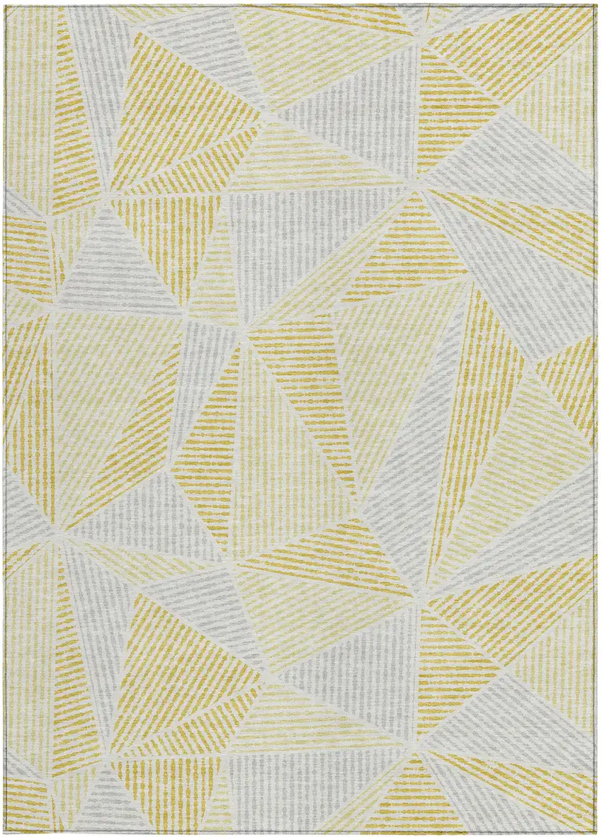 Gold Gray And Wheat Geometric Washable Indoor Outdoor Area Rug Photo 6