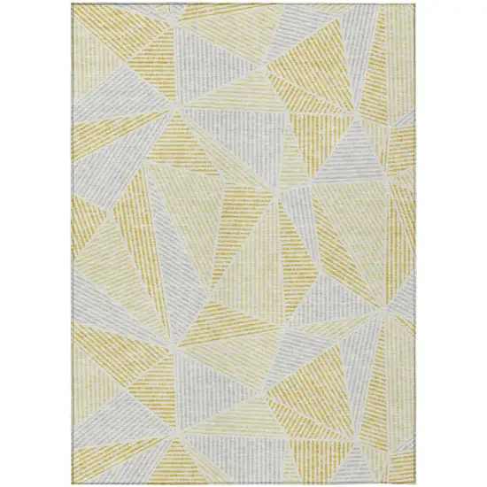 Gold Gray And Wheat Geometric Washable Indoor Outdoor Area Rug Photo 2
