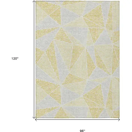 Gold Gray And Wheat Geometric Washable Indoor Outdoor Area Rug Photo 3