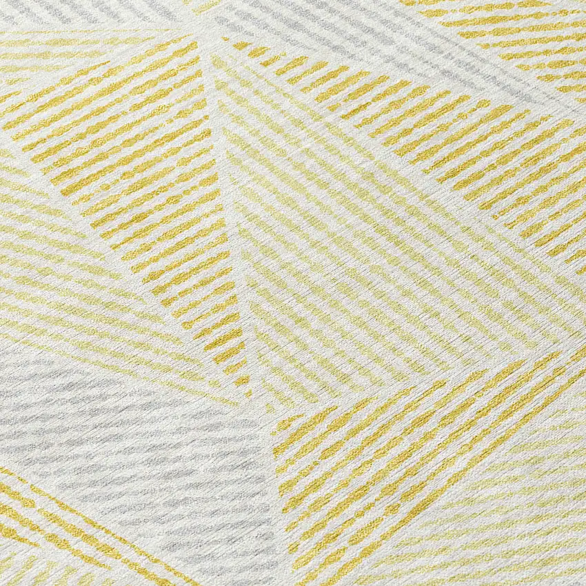 Gold Gray And Wheat Geometric Washable Indoor Outdoor Area Rug Photo 5